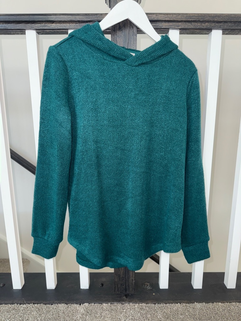 Loft Teal Knit Hooded Sweater